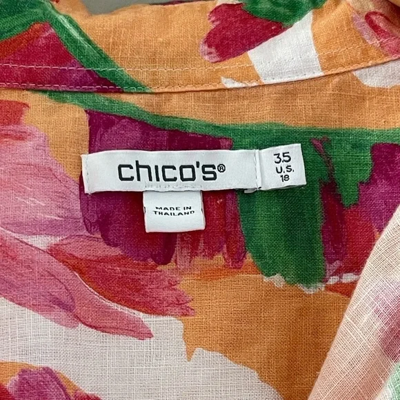 Chico's | Vibrant Floral Linen Button-Up Shirt - Picture 3 of 6